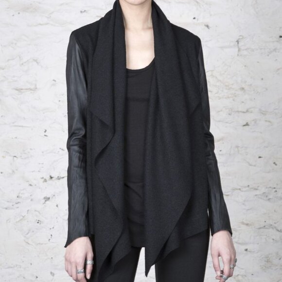 Ovate wool and leather jacket - Picture 1 of 3